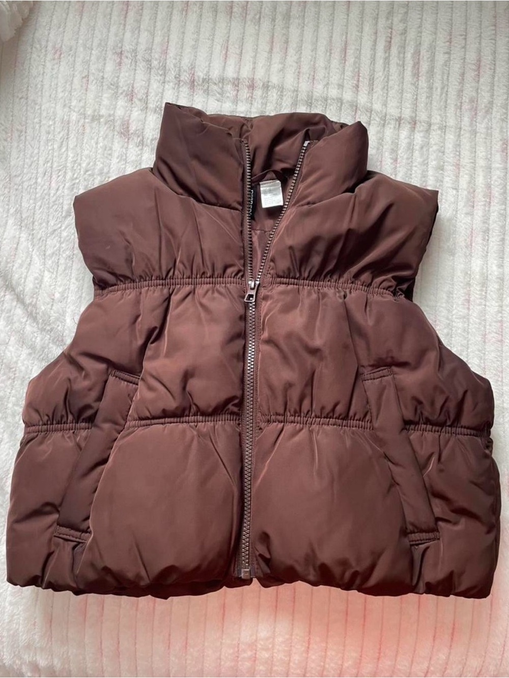 Brown Cropped Puffer Vest 🤎